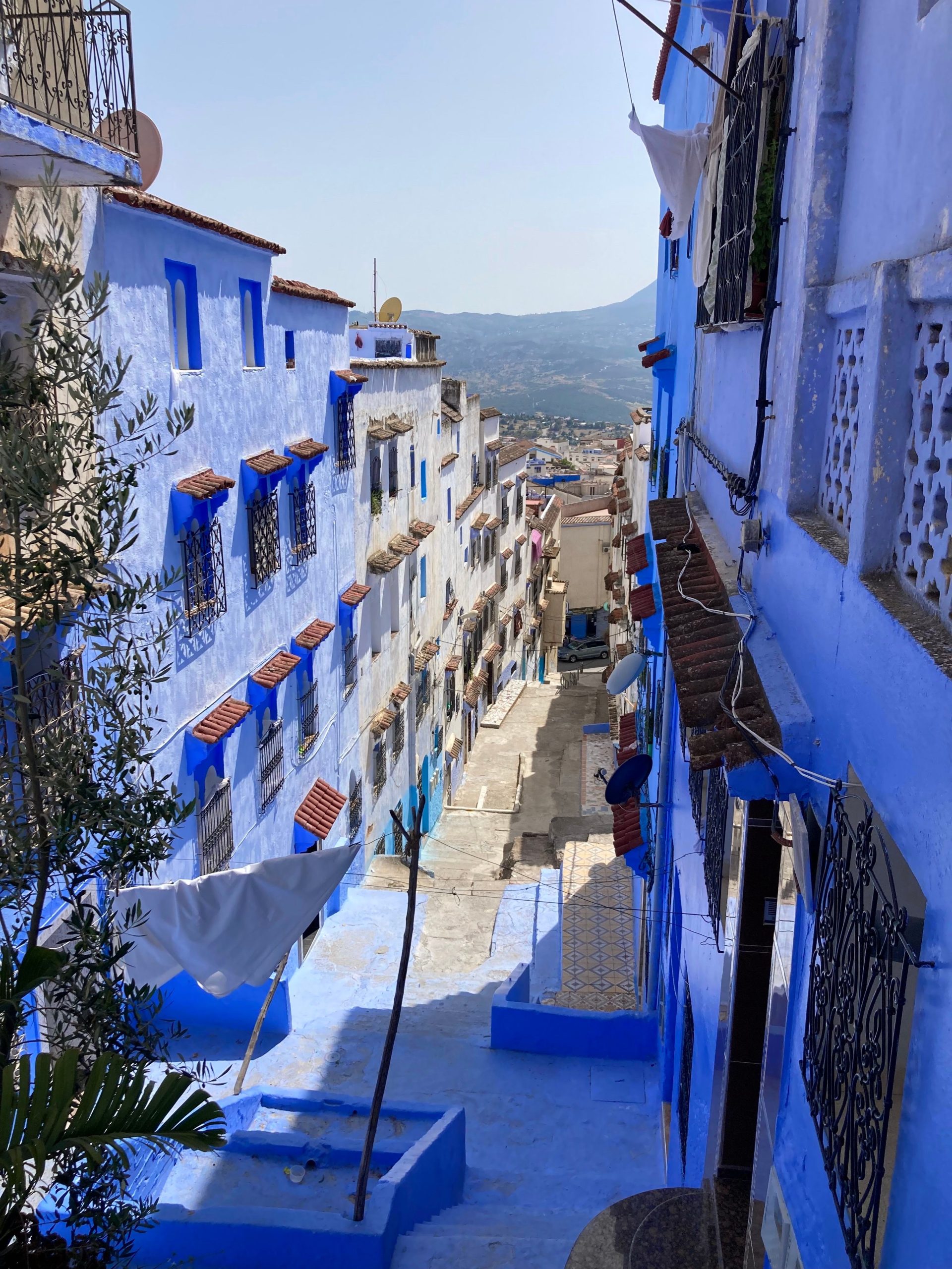 Calle azul de Chefchaouen, Marruecos